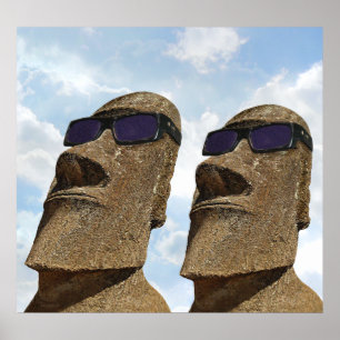 Póster Moai con las gafas de sol - poster