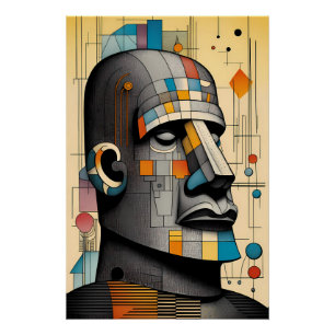 Póster Moai del siglo XXI - Arte Tiki de Ken Gage