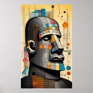 Póster Moai del siglo XXI - Ken Gage Tiki Art