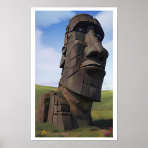 Póster Moai en el Molehill