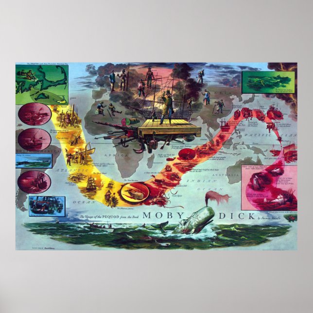 Póster Moby Dick El Viaje del Pequod Herman Melville (Frente)