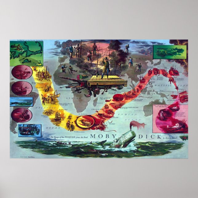 Póster Moby Dick El Viaje del Pequod Herman Melville (Frente)