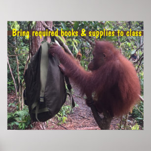 Póster Mochila estudiantil de profesor en aula