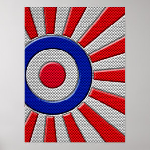 Póster Mod Roundel Asian Sunburst en estilo de fibra de c