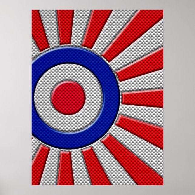 Póster Mod Roundel Asian Sunburst en estilo de fibra de c (Frente)