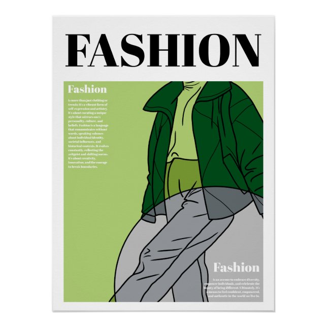 Póster Moda : Abrigo de Puffer y pantalones de sudor (Anverso)