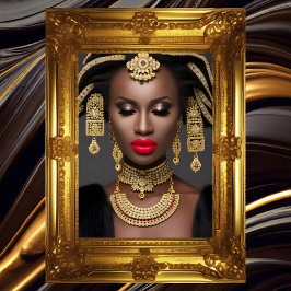 Póster Moda Afroafricano exótico de cabeza de oro estafad