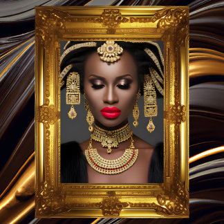 Póster Moda Afroafricano exótico de cabeza de oro estafad