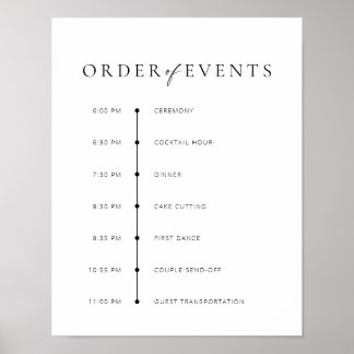 Póster Moda + Boda de guión moderno Orden de eventos Rótu