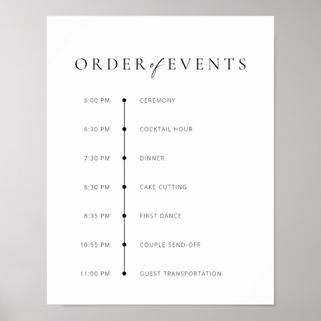 Póster Moda + Boda de guión moderno Orden de eventos Rótu (Frente)