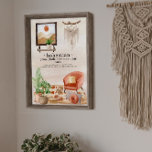 Póster Moda Boho Escenario del hogar Definición bohemiana<br><div class="desc">Decoración de estilo bohemio con un moderno sillón de mediados de siglo con almohadas y zapatillas favoritas,  algunas plantas y una alfombra con un cuadro en la pared y un macrame colgado. Este diseño de moda boho incluye la definición de bohemio. Diseño compuesto por Holiday Hearts Designs.</div>