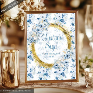 Póster Moda Boho Pastel Azul Boda de oro Personalizado Ta