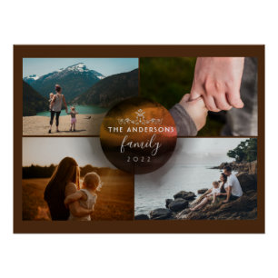 Póster Moda brillante Ornamental dorado 4 fotos