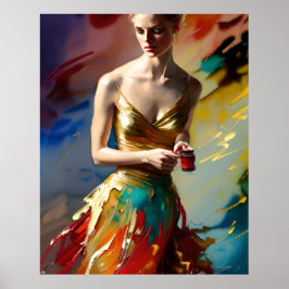 Póster Moda colorida moderna oro verde azulado rojo abstr