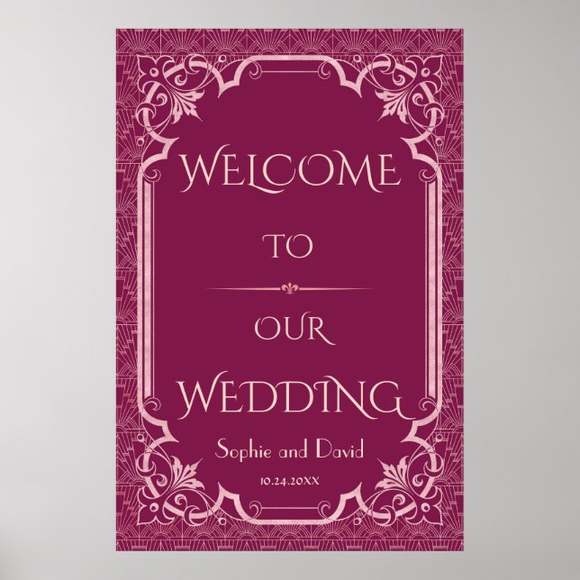 Póster Moda Cooper Rosa Gran Signo de bienvenida Boda Gat (Frente)