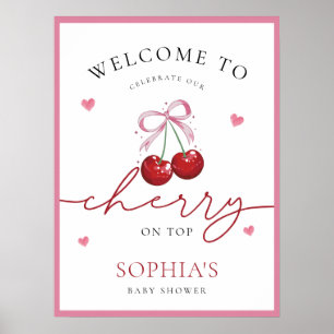 Póster Moda Coquette Cherry en un Rótulo Baby Shower supe