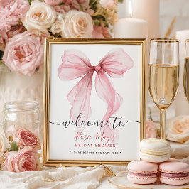Póster Moda Coquette Pink Bow Bridal Shower Bienvenida