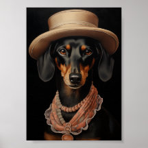 Moda Dachshund Con Gorra Crema