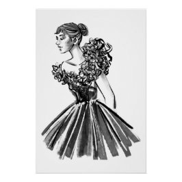 Póster Moda de Alta Costura Dibujada a Mano