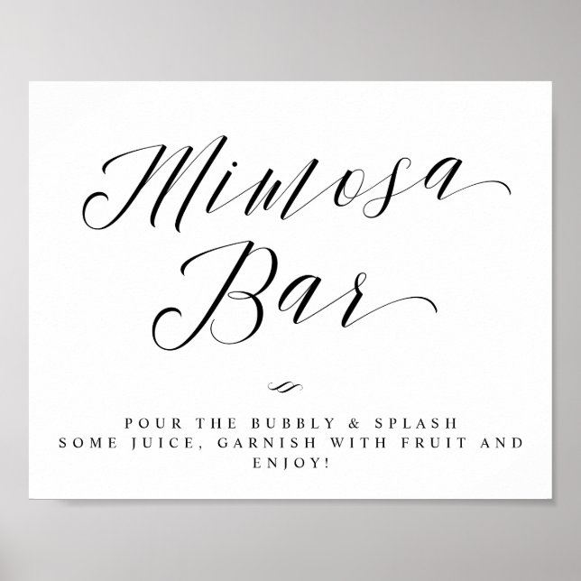 Póster Moda de bar Mimosa Ducha nupcial o Rótulo Boda (Frente)