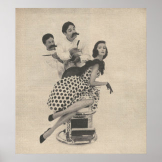 Póster Moda de belleza de la Barbería de 1960