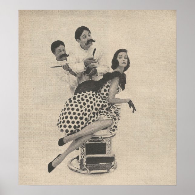 Póster Moda de belleza de la Barbería de 1960 (Frente)