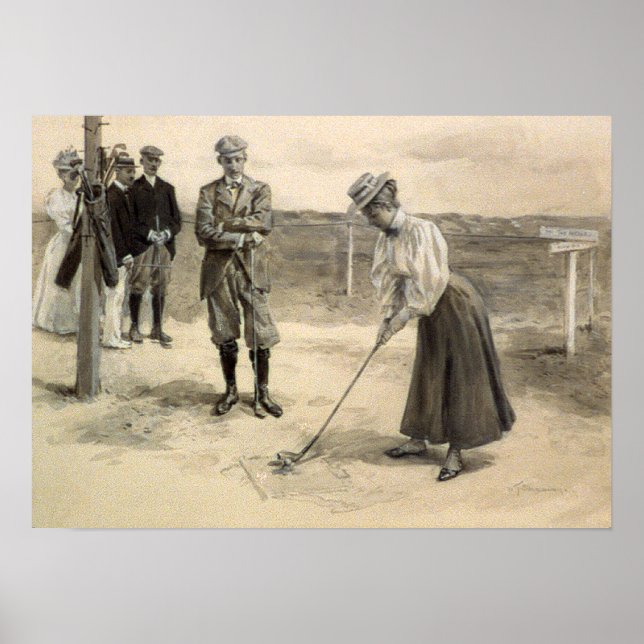 Póster Moda de golf femenino vintage, años 1890 (Frente)