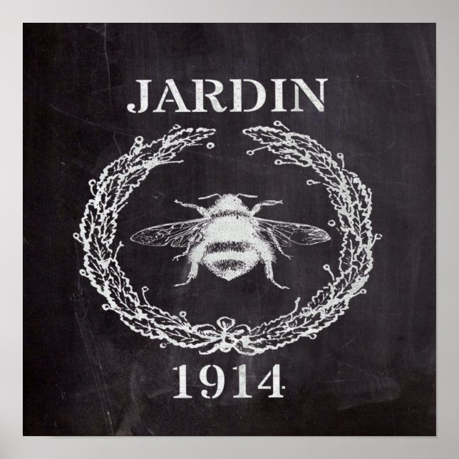 Póster moda de granja chalkboard abeja francesa (Frente)