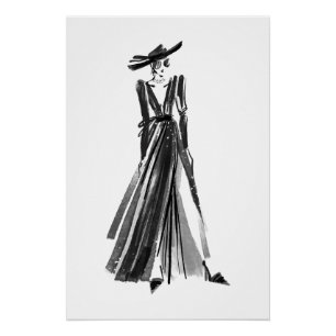 Póster Moda de la costura esbozada
