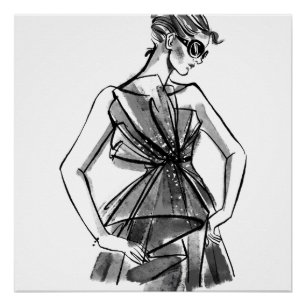 Póster Moda de la costura esbozada a mano
