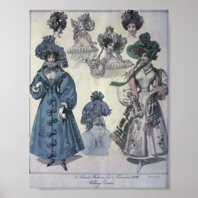 Póster Moda de las mujeres de la época del siglo XIX (Frente)