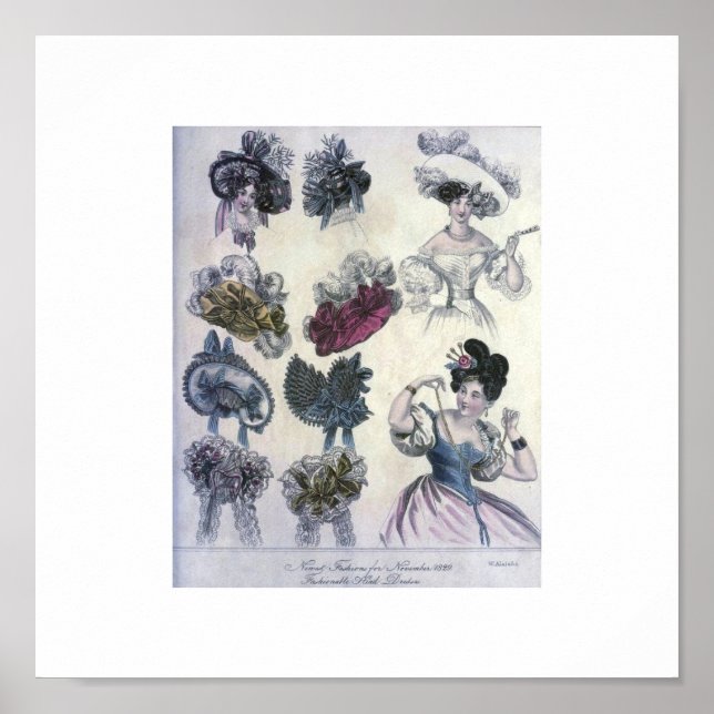 Póster Moda de las mujeres de la época del siglo XIX (Frente)