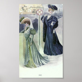 Póster Moda de las mujeres de la época del siglo XX
