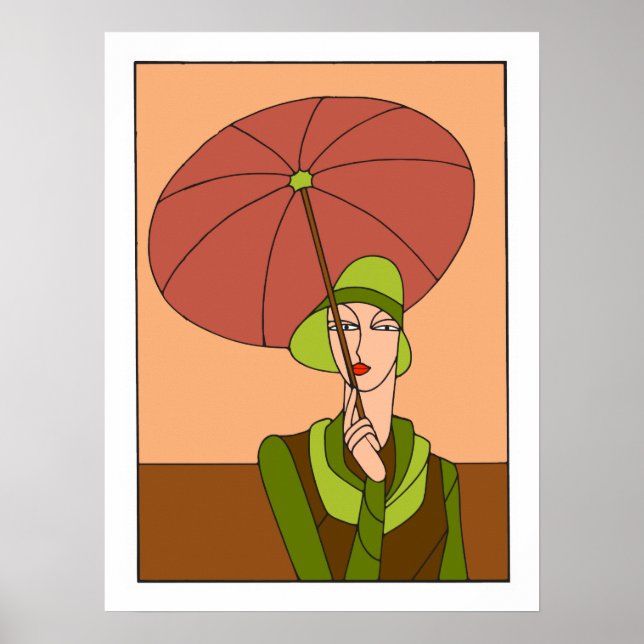 Póster Moda de las señoras Art Deco de los años 1920, ver (Frente)