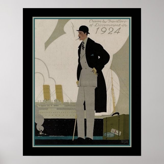 Póster Moda de los hombres de la época/Viajes Art Deco (Frente)