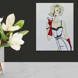 Póster Moda de modelo de clavija de color de agua vintage