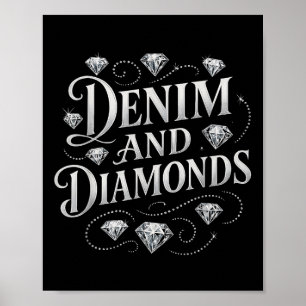 Póster Moda De País Denim Y Diamantes Bacheloret Occident