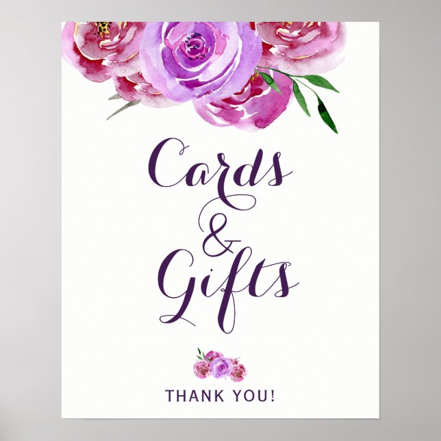 Póster Moda de peonías florales tarjetas de ramo y señas  (Frente)