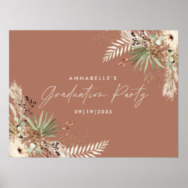 Póster Moda de terracota botánica de pampas para la gradu