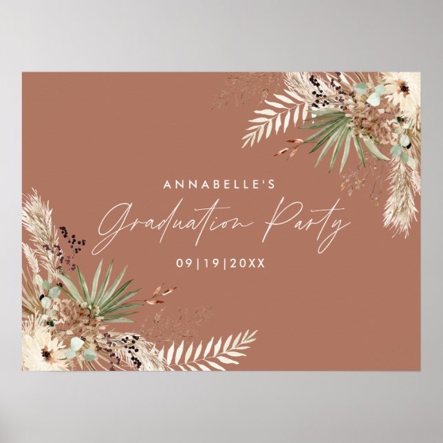 Póster Moda de terracota botánica de pampas para la gradu (Frente)