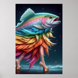 Póster Moda de trucha arcoíris divertida