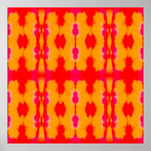 Póster Moda del Boho Rojo. Alfombra persa. Capa de acuare