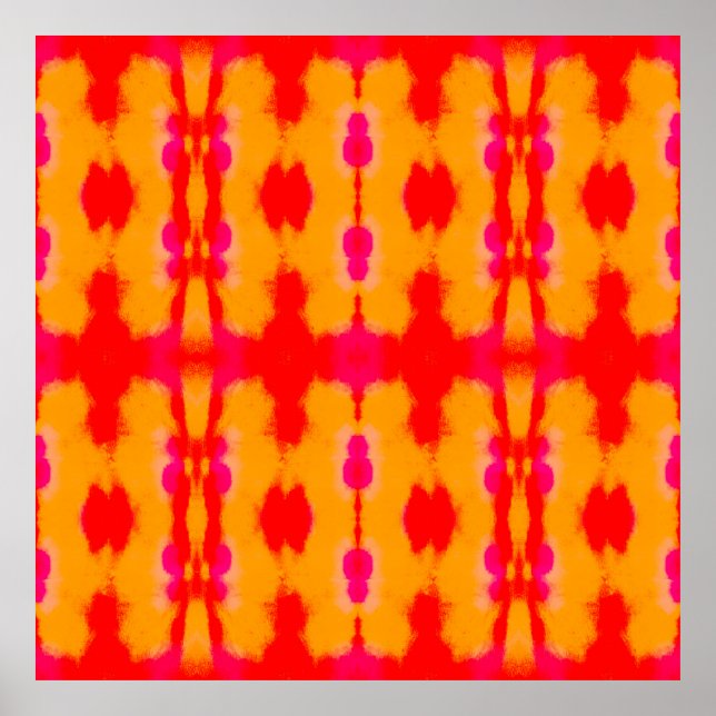 Póster Moda del Boho Rojo. Alfombra persa. Capa de acuare (Frente)