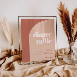 Póster Moda durazno arco de terracota Diaper Raffle