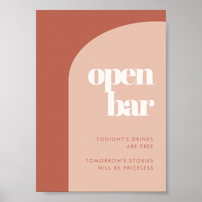 Póster Moda durazno boda de arco de terracota signo de ba (Frente)