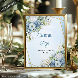 Póster Moda Dusty Blue Eucalyptus Personalizado de oro Ró