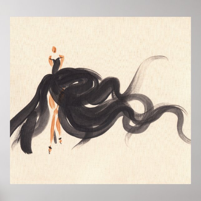 Póster Moda elegante: la dama acuarela (Frente)