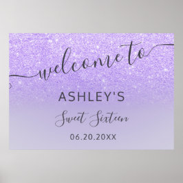 Póster Moda elegante purpurina de lila morada bienvenida 