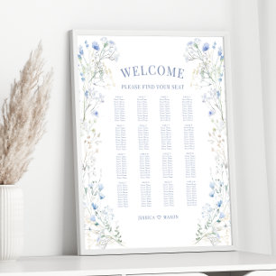 Póster Moda Flor azul de flores silvestres pradera Boda g