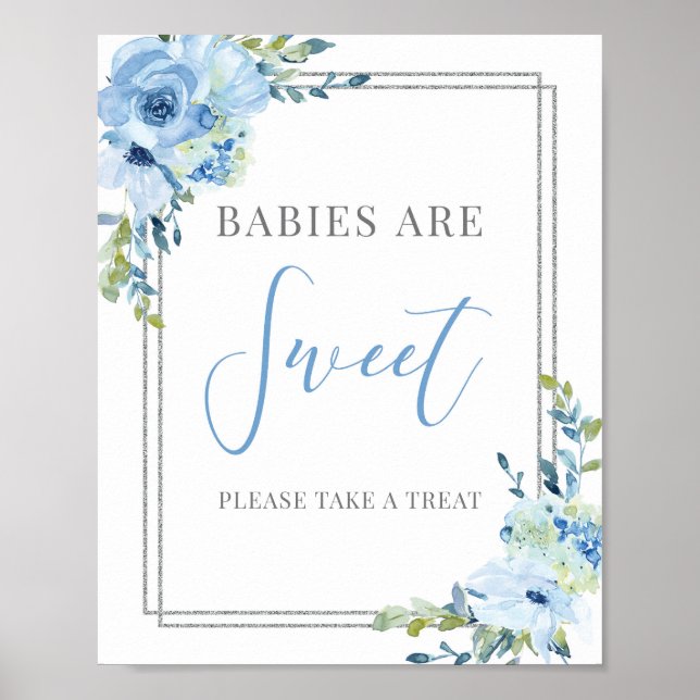 Póster Moda floral azul polvorienta Boho los bebés son si (Frente)